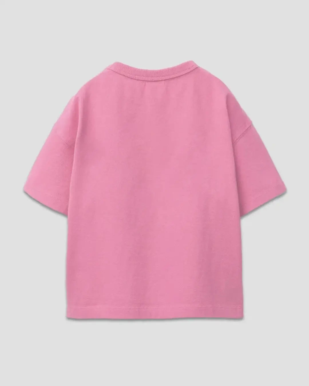 Onion Plain Boxy Oversize T-Shirt – pink short-sleeve boxy tee with plain design, shown in flat lay