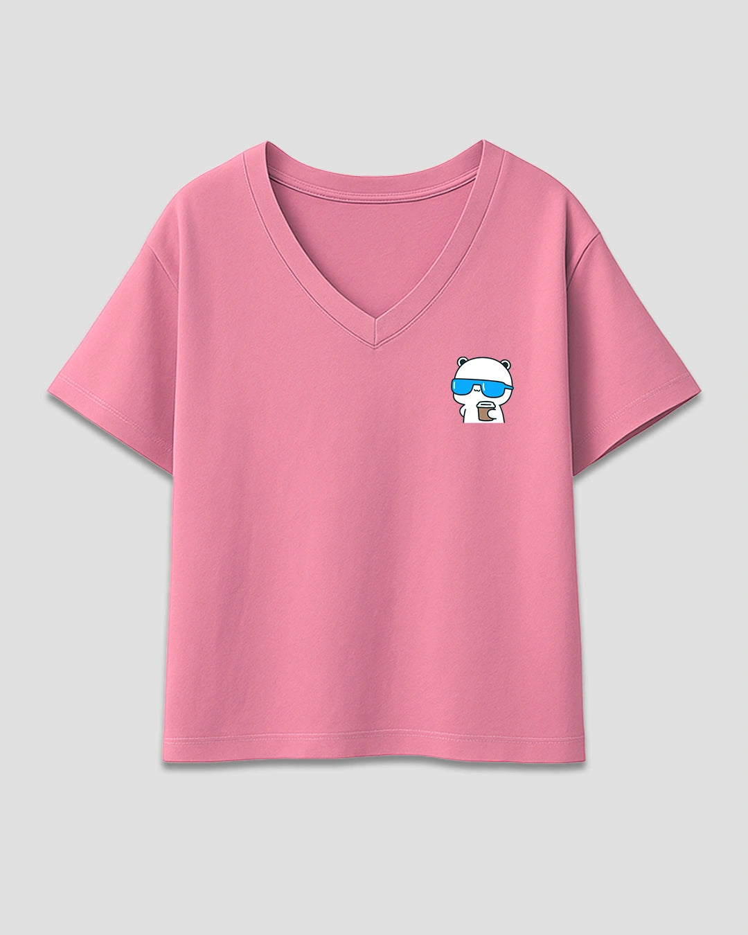 Coffee Character V-Neck Oversize T-Shirt