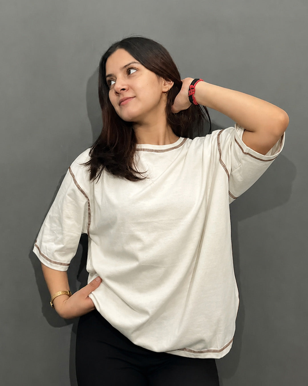 Pearl Brown RW Plain Oversized T-Shirt