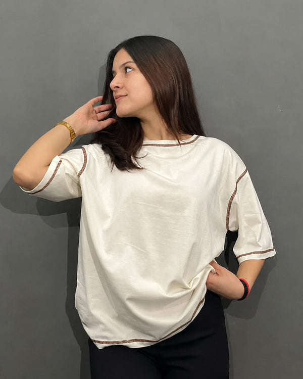 Pearl Brown RW Plain Oversized T-Shirt