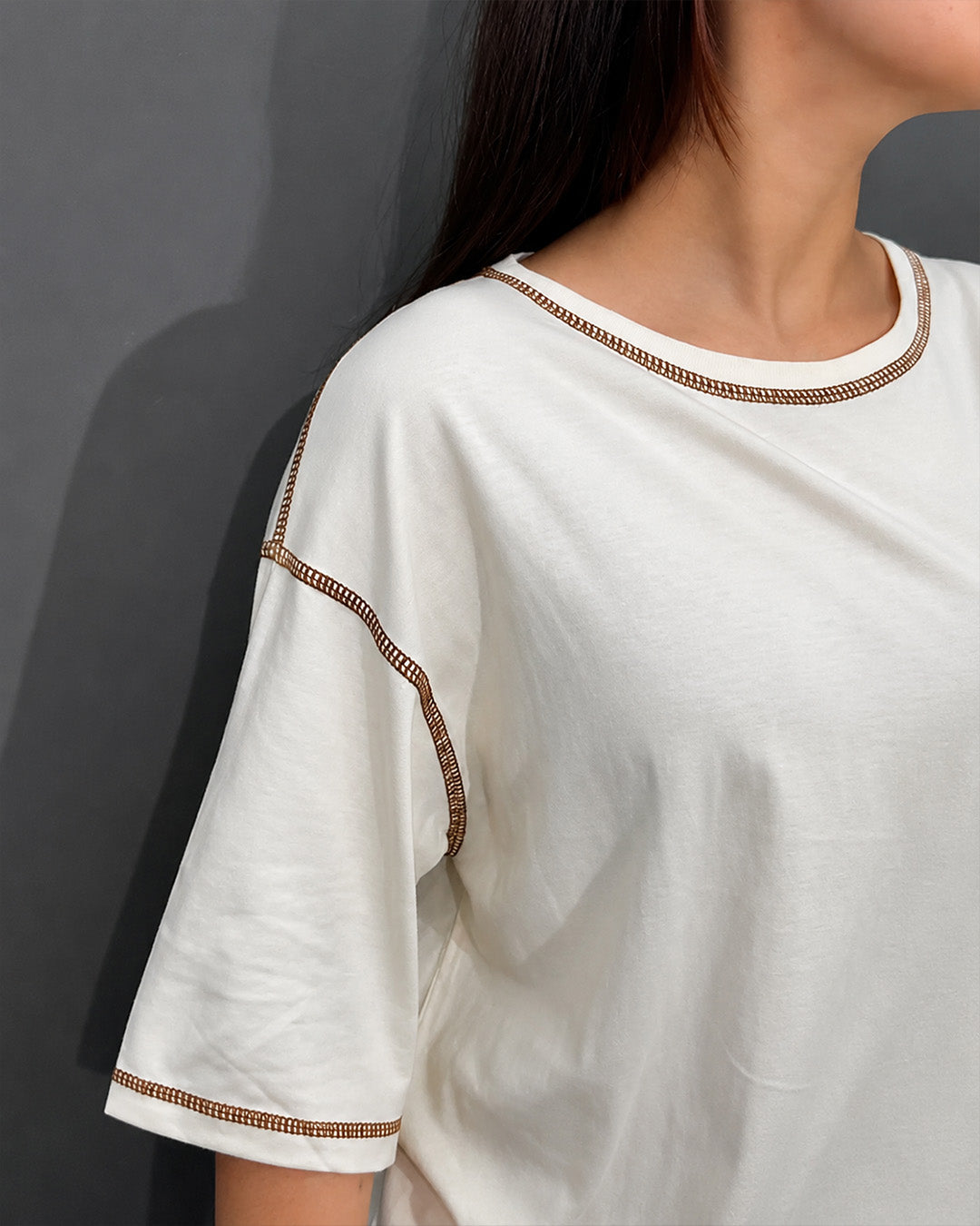 Pearl Brown RW Plain Oversized T-Shirt