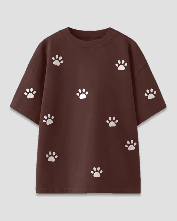 Brown Paw Oversized T-Shirt