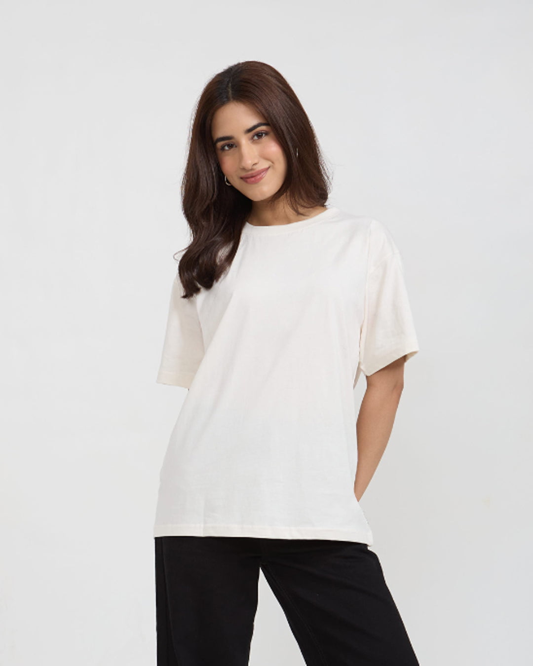 Pearl Plain Oversized T-Shirt - Shop Printed T shirt for Women Online In India | LoveDky