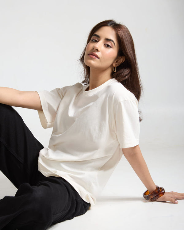 Pearl Plain Oversized T-Shirt for Women Online In India | Dky