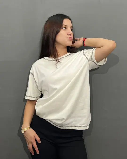 Pearl Reverse Weave Plain T-Shirt for Women Online In India | Dky
