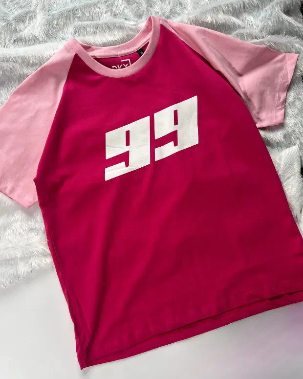 99 Raglan Pink T-Shirt - Shop Printed T shirt for Women Online In India | LoveDky