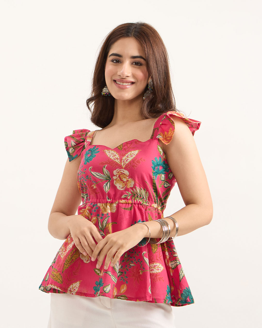 Pink Ella Ruffle Top for Women Online In India | Dky