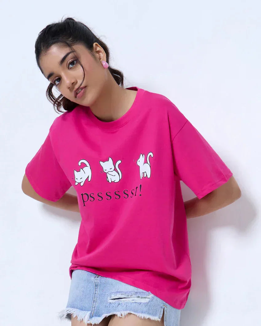 Psssssst Oversized T-Shirt - Shop Printed T shirt for Women Online In India | LoveDky