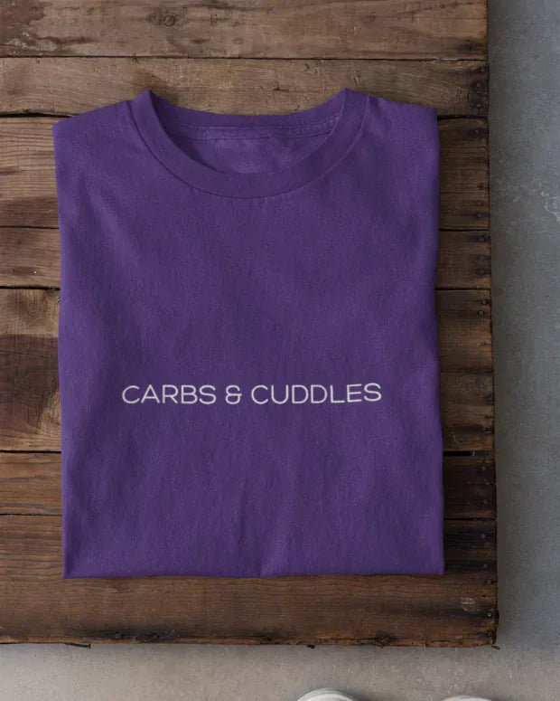 Purple Carbs & Cuddles T-Shirt - Shop Printed T shirt for Women Online In India | LoveDky