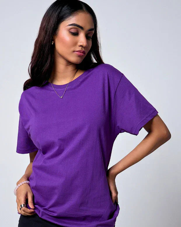 Purple Plain T-Shirt - Shop Printed T shirt for Women Online In India | LoveDky