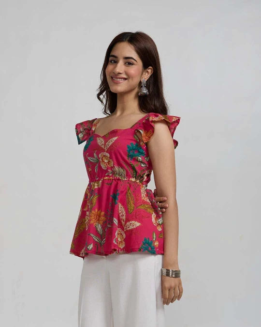 Pink Ella Ruffle Top