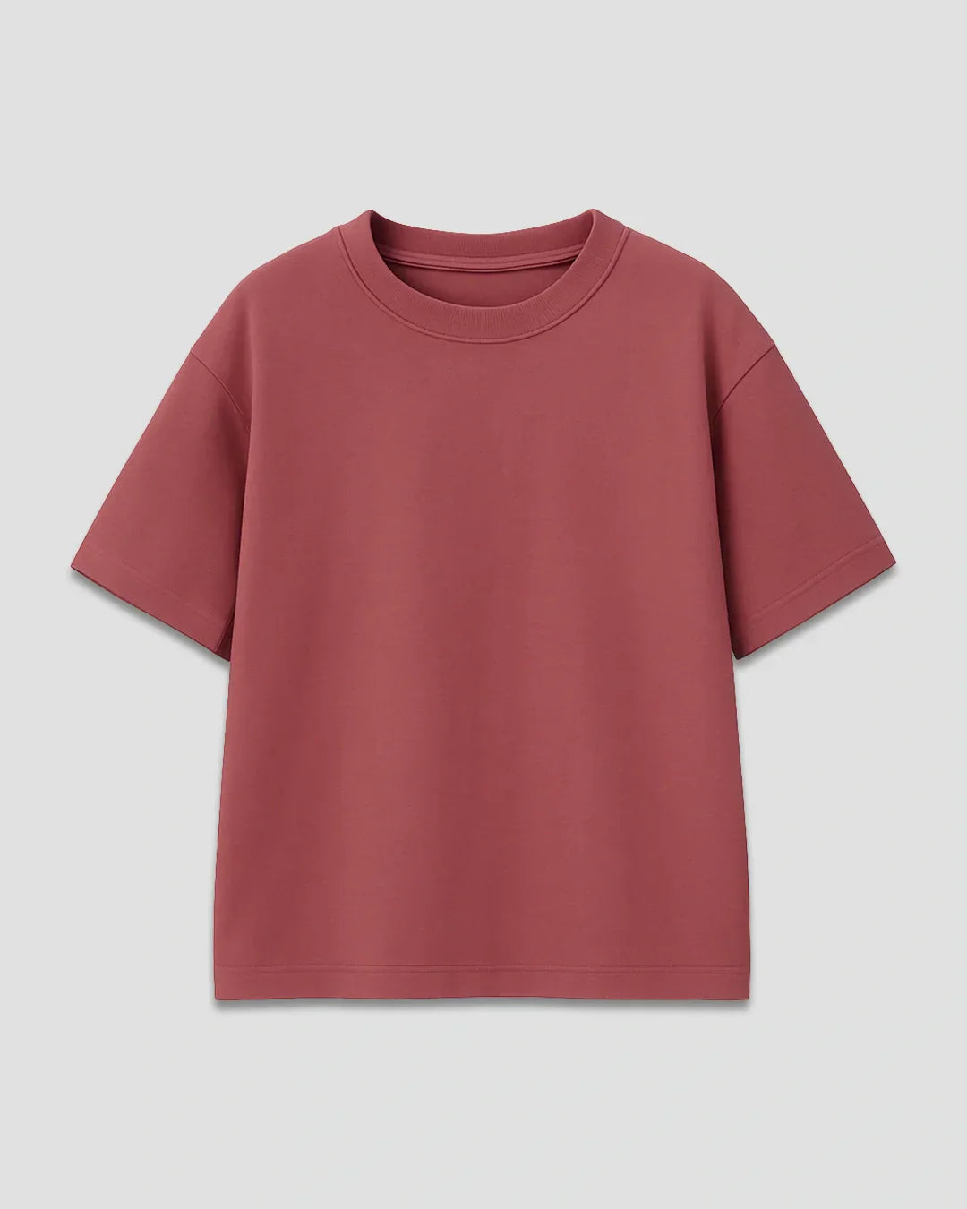 RB Brick Plain Oversized T-Shirt – brick red oversized basic shirt with plain design, 100% pure fabric, shown flat lay