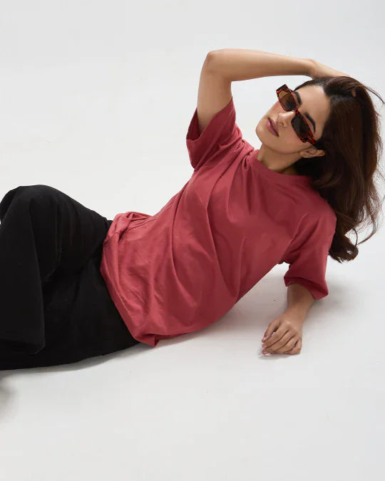 RB Brick Plain Oversized T-Shirt for Women Online In India | Dky