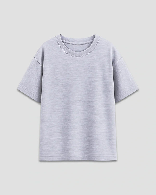 RB Grey Melange Plain Oversized T-Shirt for Women Online In India | Dky