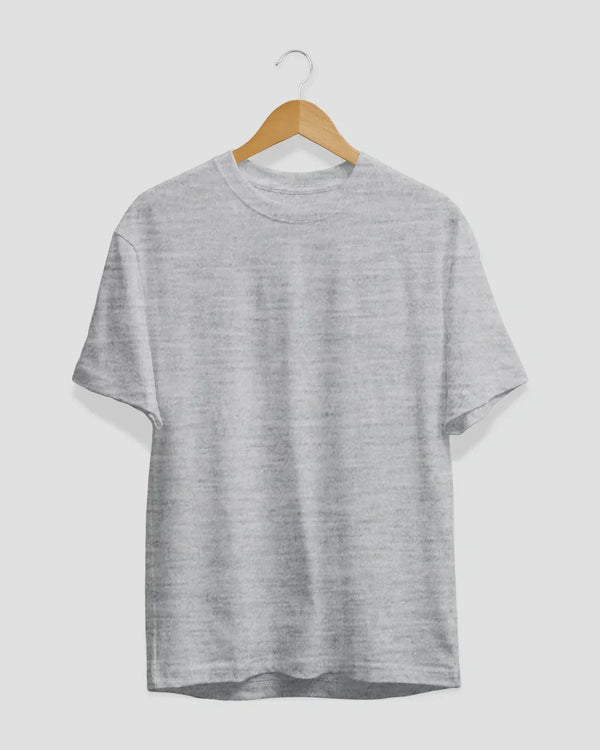 RB Grey Melange Plain T-Shirt by Real Baysics; regular tee in grey fabric