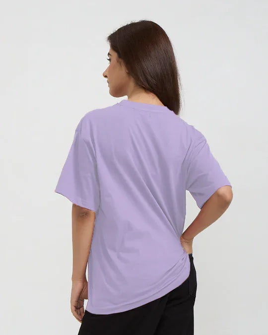 RB Lav Plain Oversized T-Shirt – lavender, oversized basic tee with plain design, worn by model