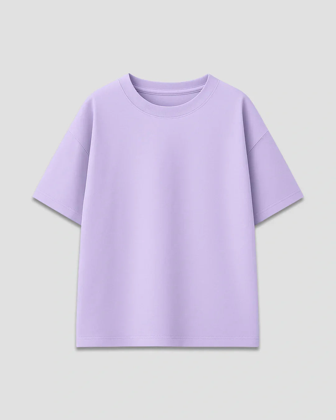 RB Lav Plain Oversized T-Shirt – lavender, oversized basic shirt with plain design, shown in flat lay