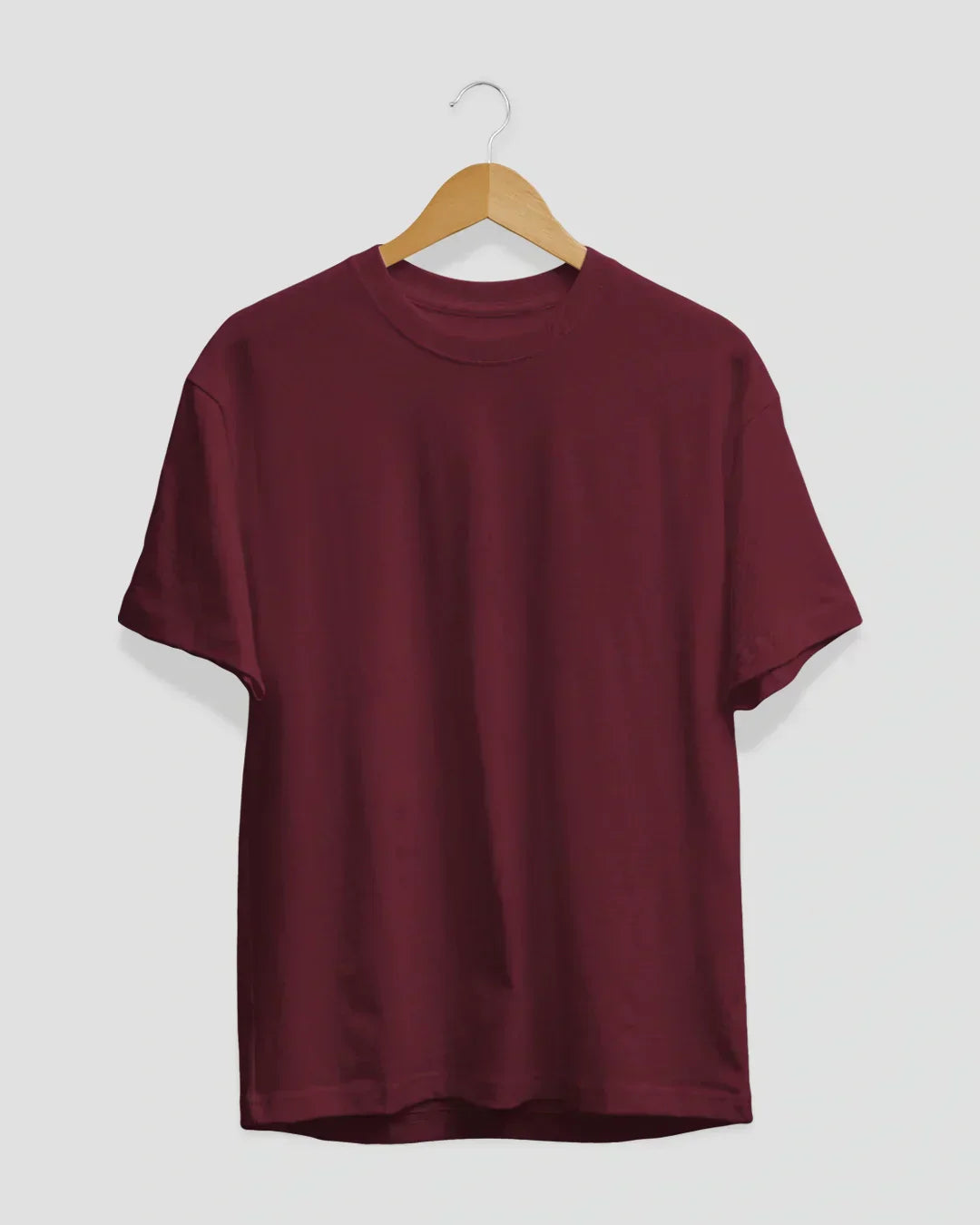 RB Ruby Plain T-Shirt – ruby maroon regular tee on hanger