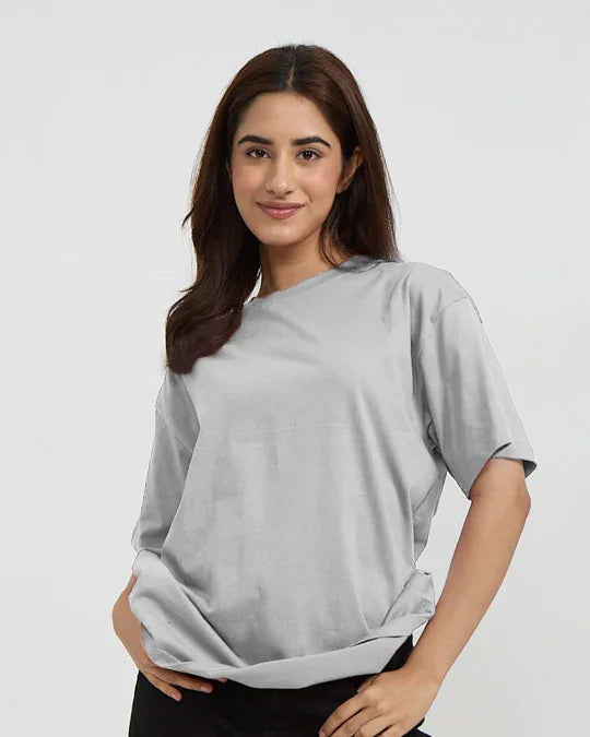 Real Baysics RB stone grey oversized plain T-shirt, 100% pure fabric