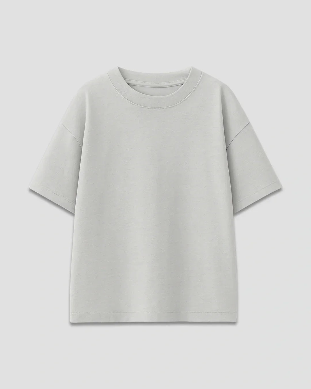 RB Stone Grey Plain Oversized T-Shirt – stone grey, plain tee shown in flat lay