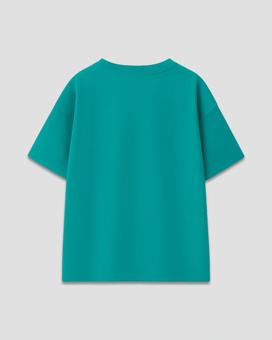 RB Turquoise Plain Oversized T-Shirt – oversized basic tee with no print, shown in flat lay