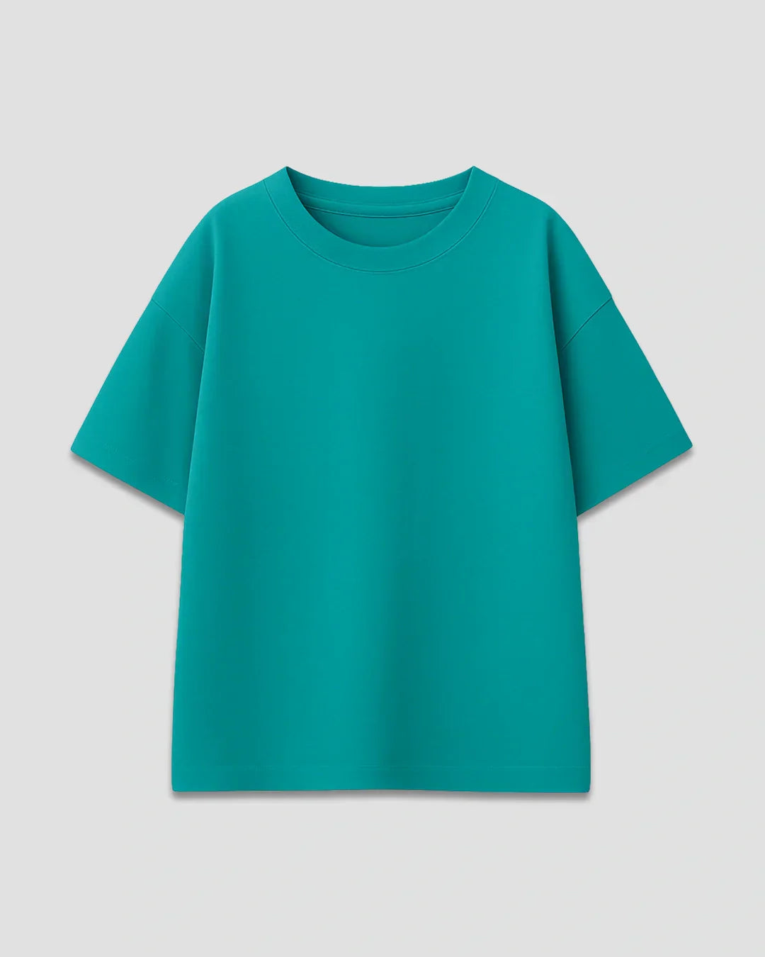 RB Turquoise Plain Oversized T-Shirt – turquoise, oversized t-shirt with plain design, shown in flat lay
