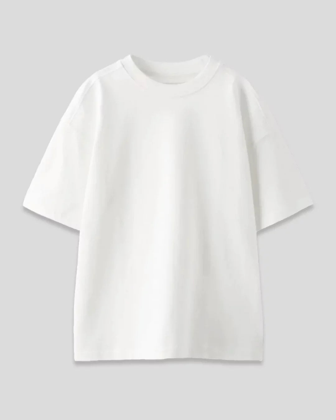 RB White Plain Oversized T-Shirt – white, oversized tee with plain design, shown in flat lay