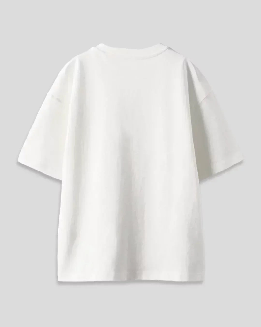 RB White Plain Oversized T-Shirt - oversized basic shirt with no print, flat lay