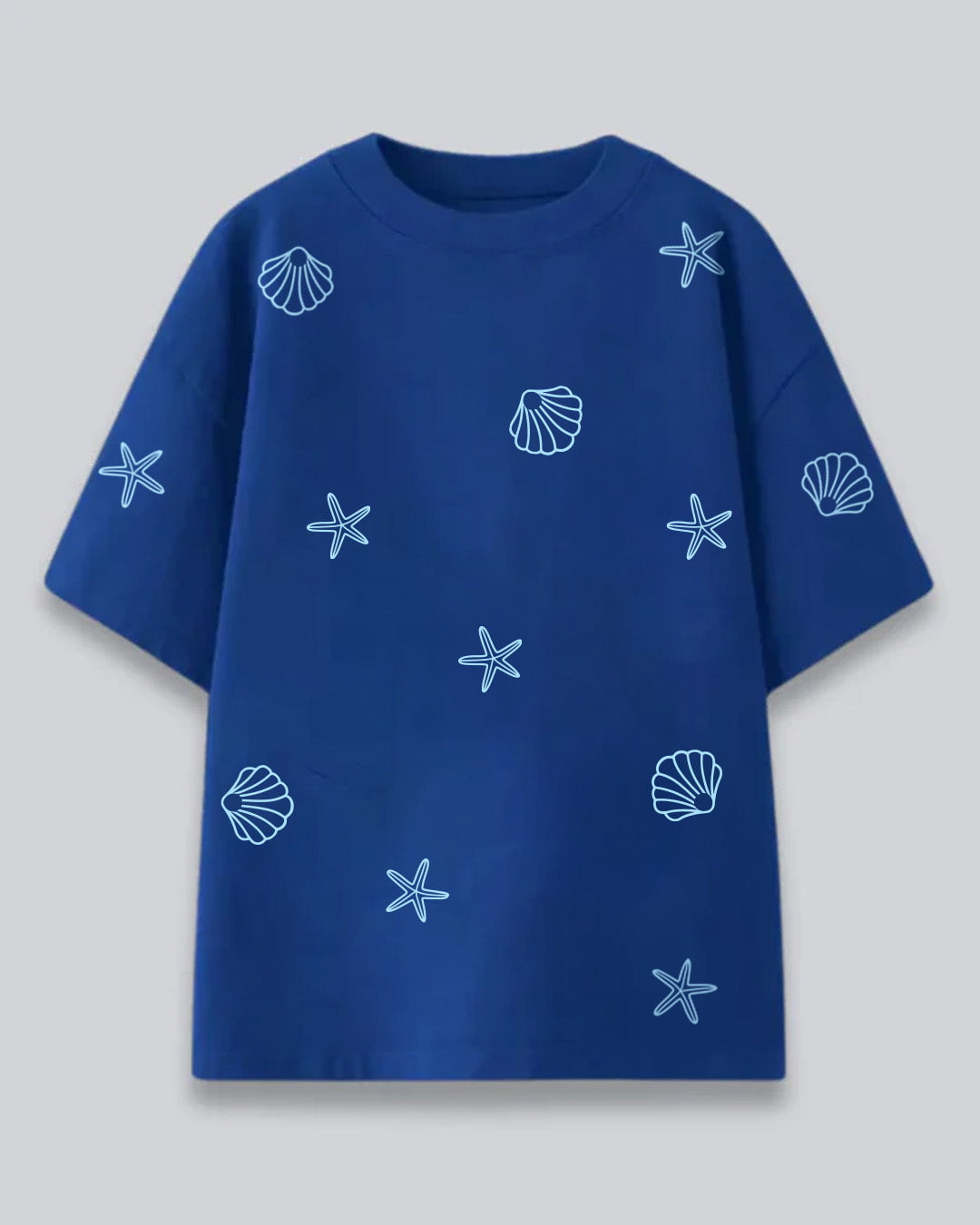 Royal Blue Ocean Floor Oversized T-shirt for Women Online In India | Dky