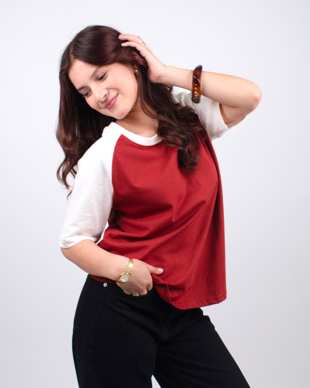 Rust Plain Raglan Oversized T-Shirt