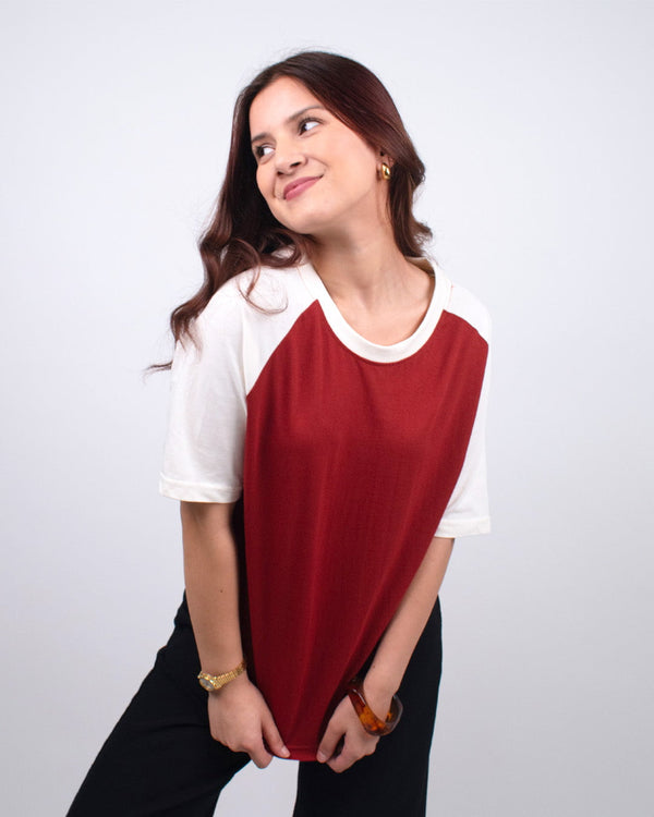 Rust Plain Raglan Oversized T-Shirt
