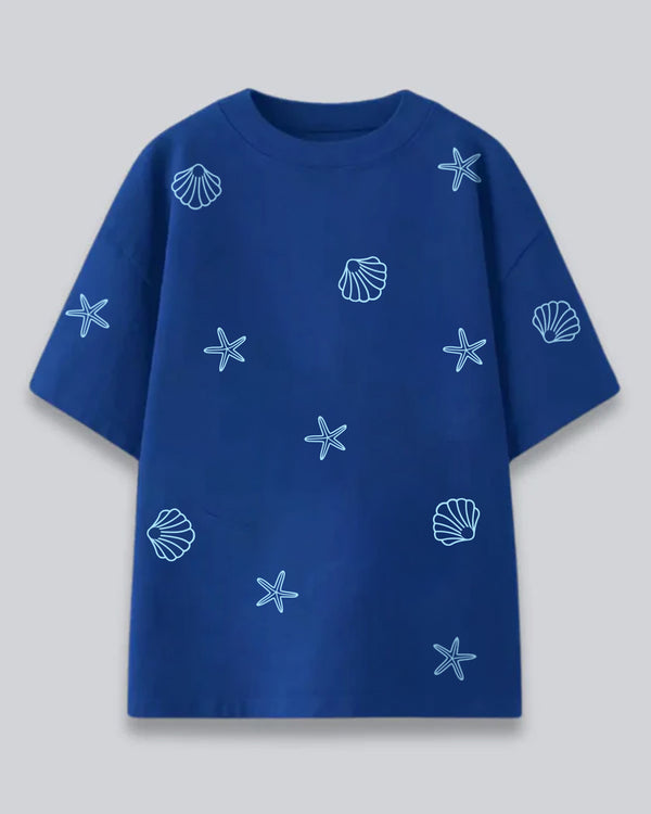 Royal Blue Ocean Floor Oversized T-shirt