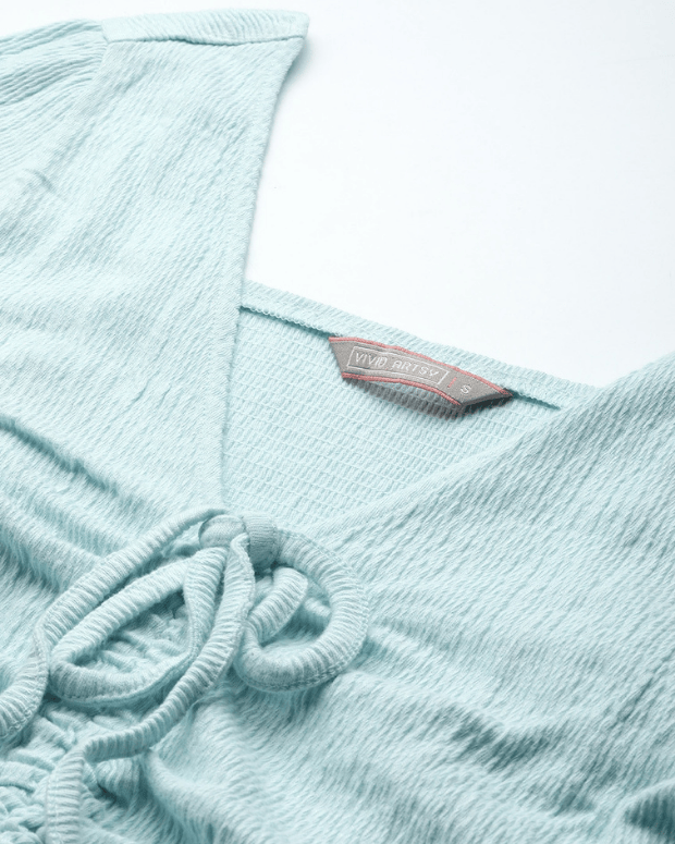 Sky Blue Ruched Crop Top - Shop Printed T shirt for Women Online In India | LoveDky