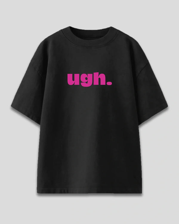 Ugh Oversized T-Shirt - black DKY tee with pink ugh graphic, oversized fit, 100% pure fabric