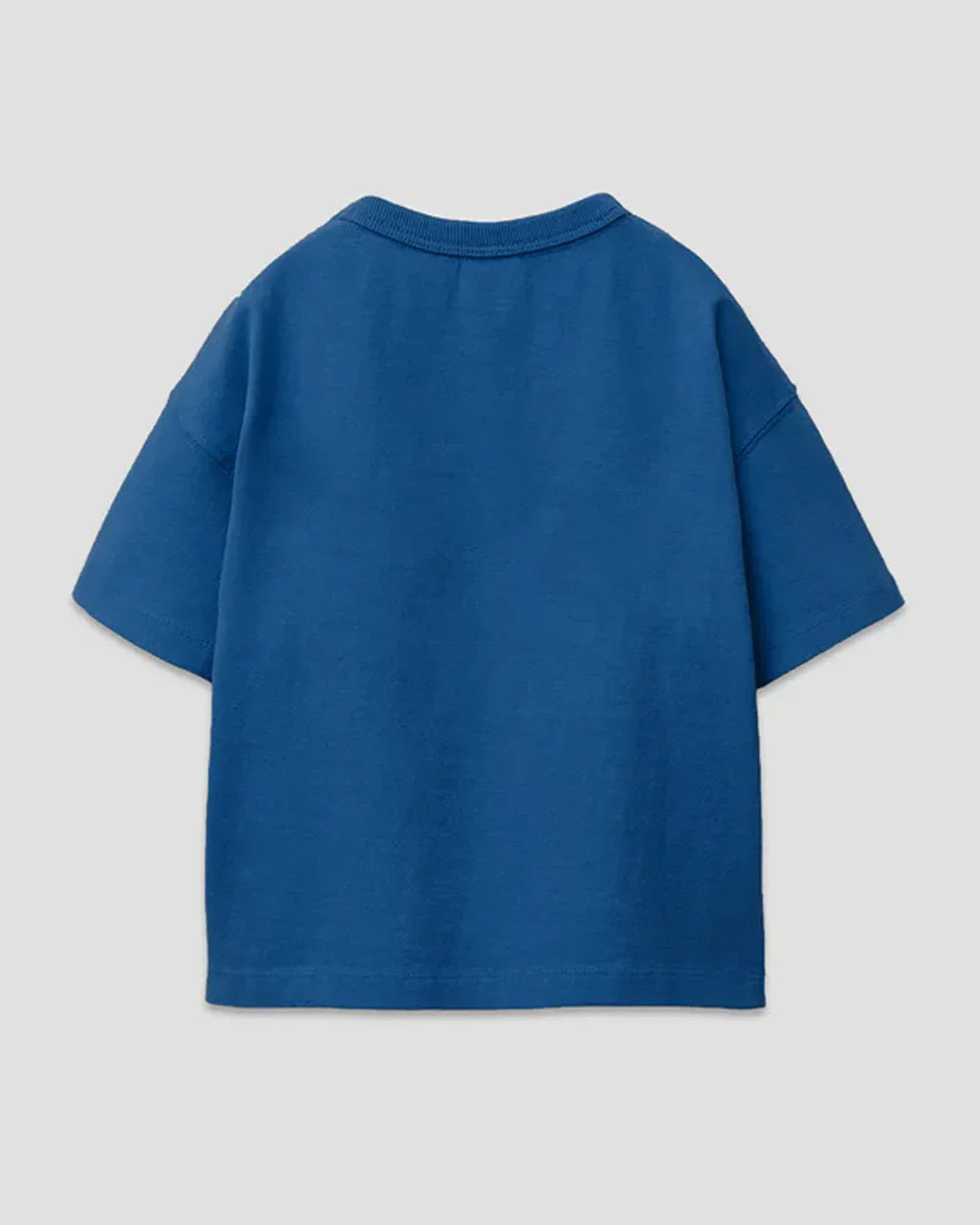 Vague Boxy Oversized T-Shirt blue, boxy OS minimal, plain short-sleeve tee, back view