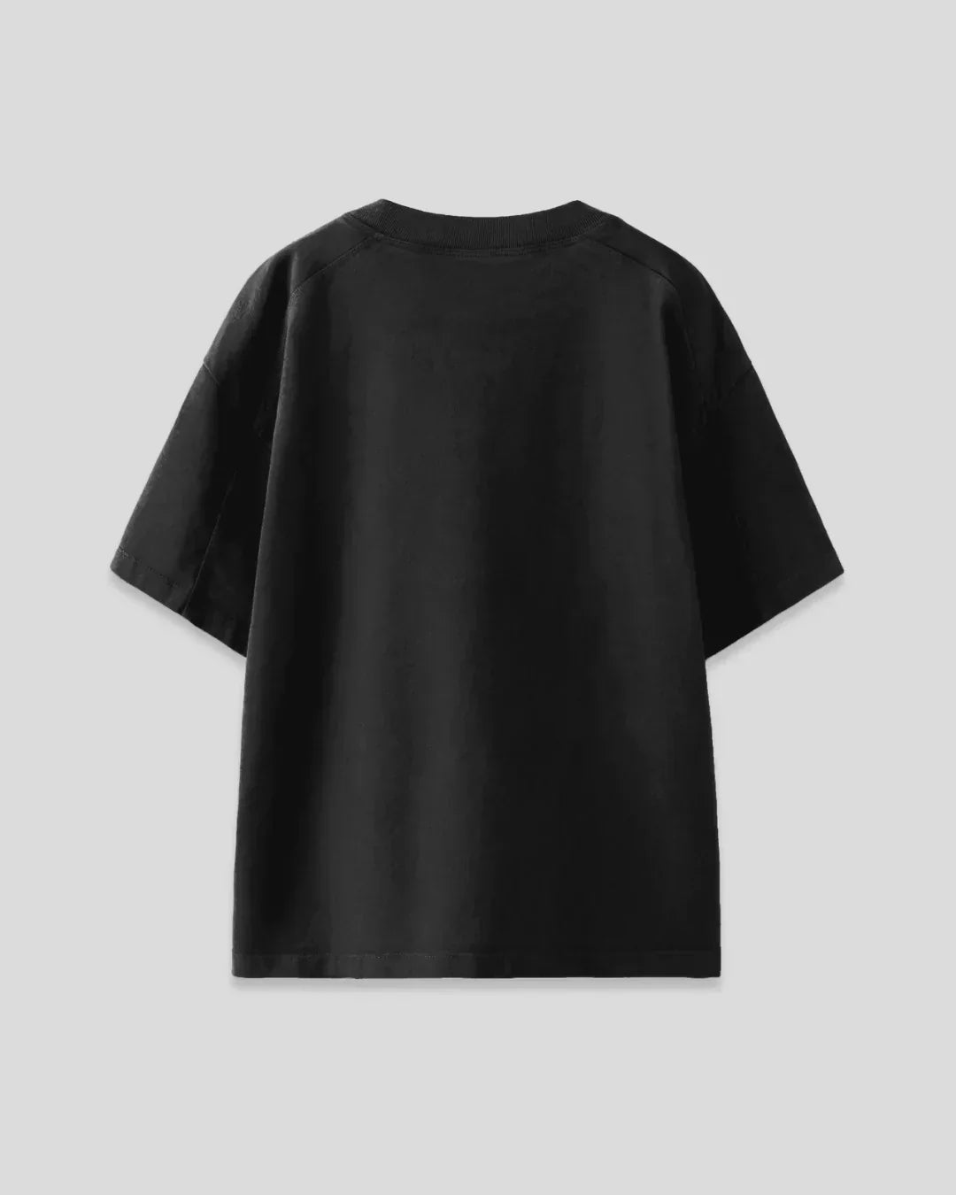 Want Coffee Oversized T-Shirt – black oversized DKY t-shirt with plain front, flat lay