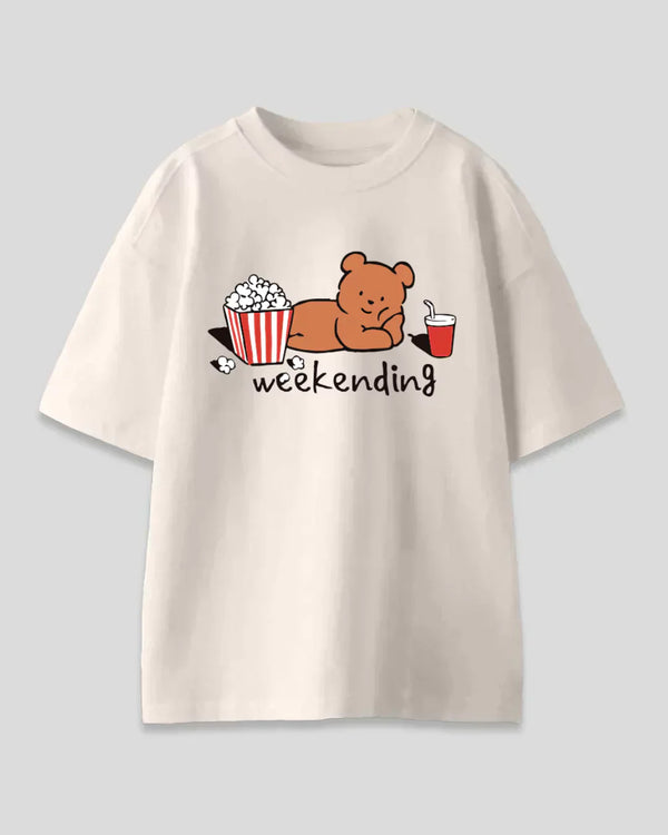 Weekending Oversized T-Shirt - Shop Printed T shirt for Women Online In India | LoveDky