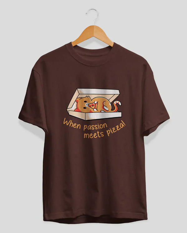 When Passion Meets Pizza T-Shirt for Women Online In India | Dky