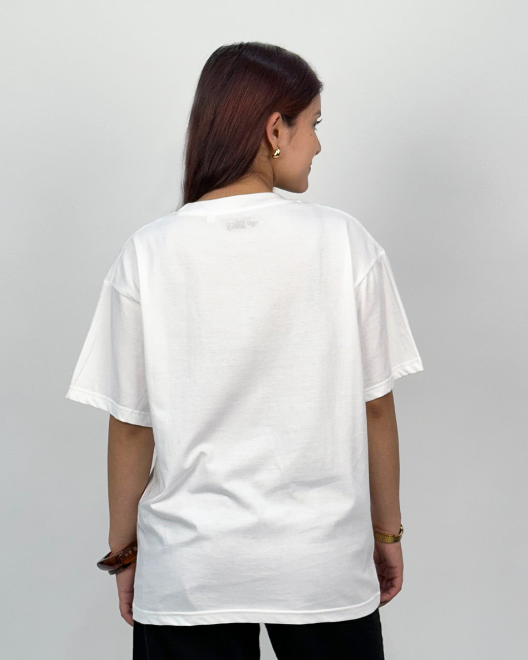 White In The Jungle Oversized T-Shirt – oversized plain tee worn by model