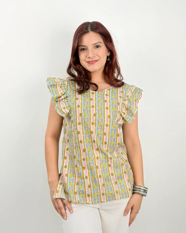 White Laila Ruffle Short Kurti for Women Online In India | Dky