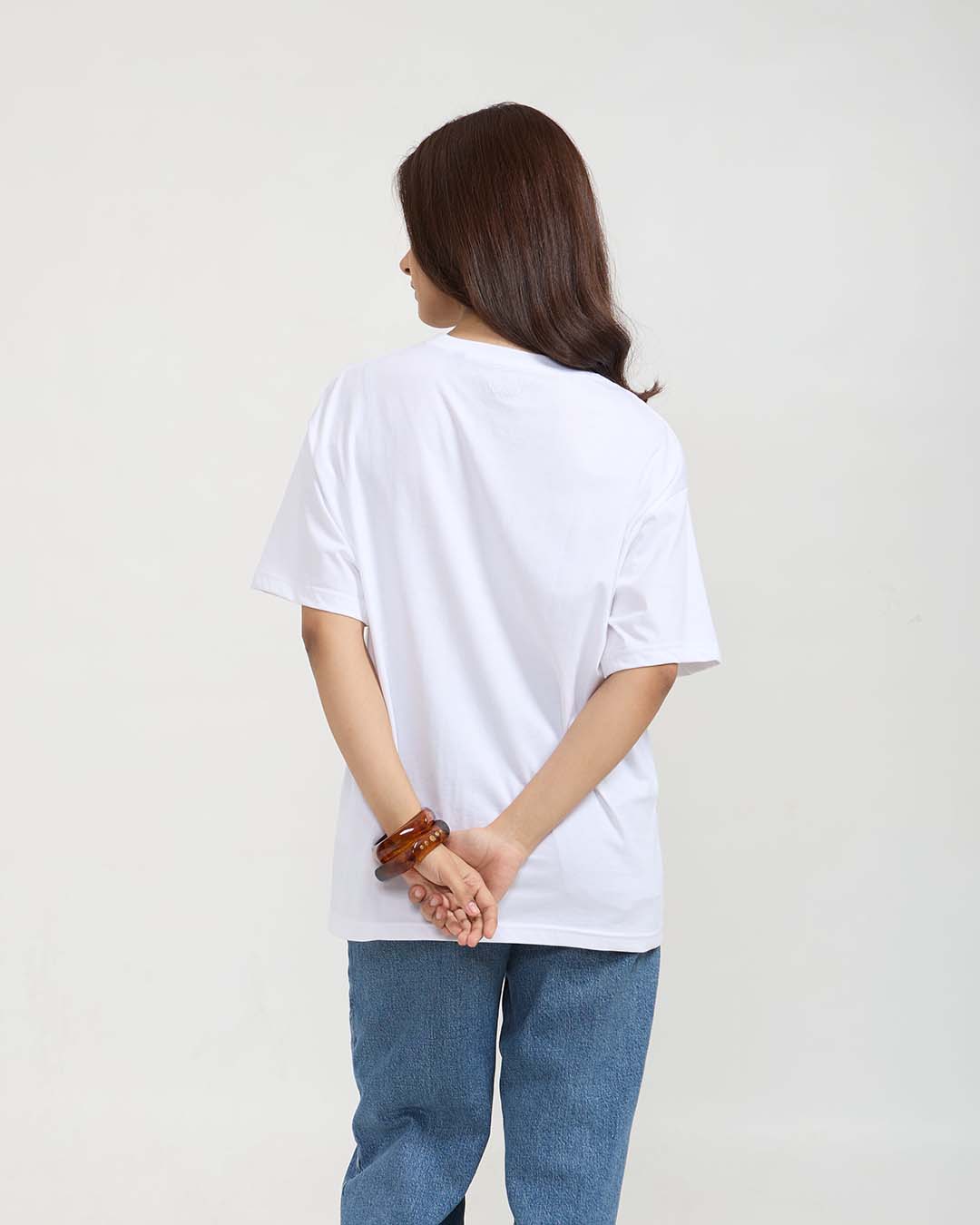 White Plain Oversized T-Shirt - Shop Printed T shirt for Women Online In India | LoveDky