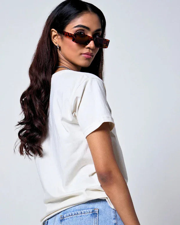 White Plain T-Shirt - Shop Printed T shirt for Women Online In India | LoveDky