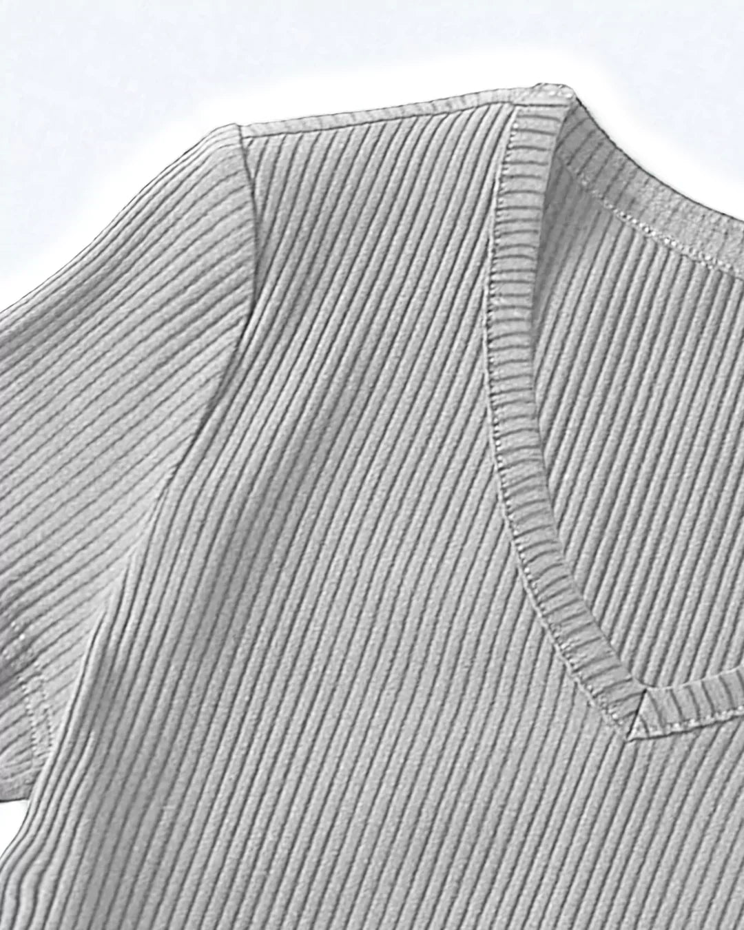 White V-Neck Ribbed Top for Women Online In India | DKY