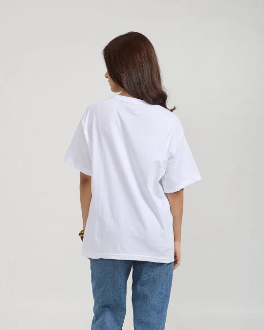 RB White Plain Oversized T-Shirt