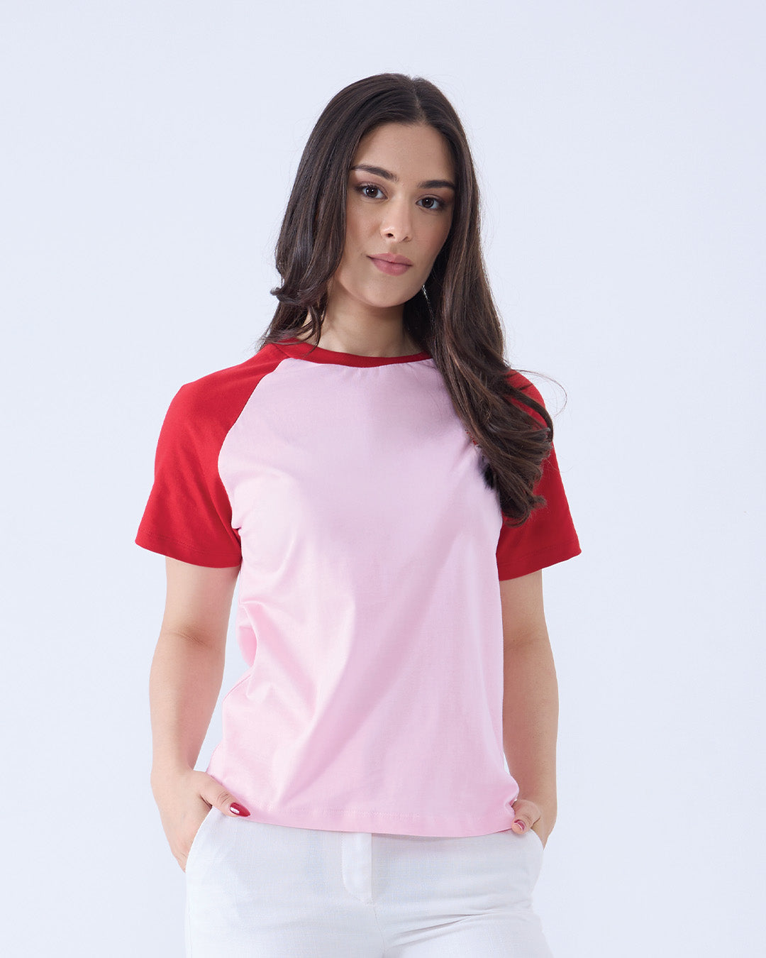 Pink Raglan Plain T-Shirt
