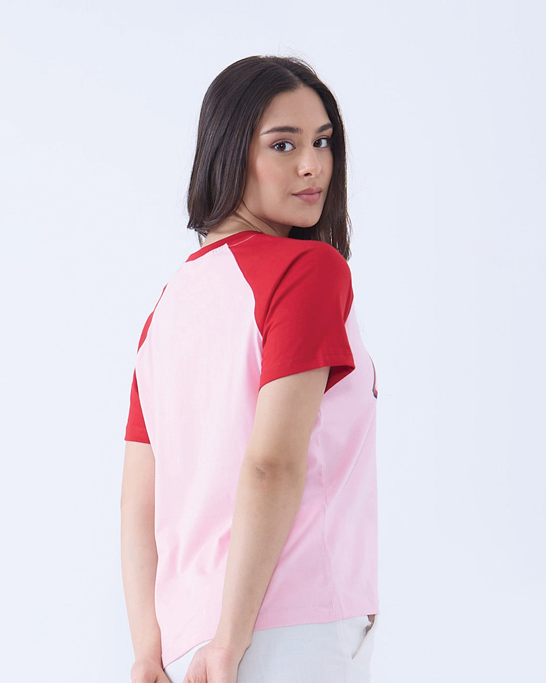 Pink Raglan Plain T-Shirt