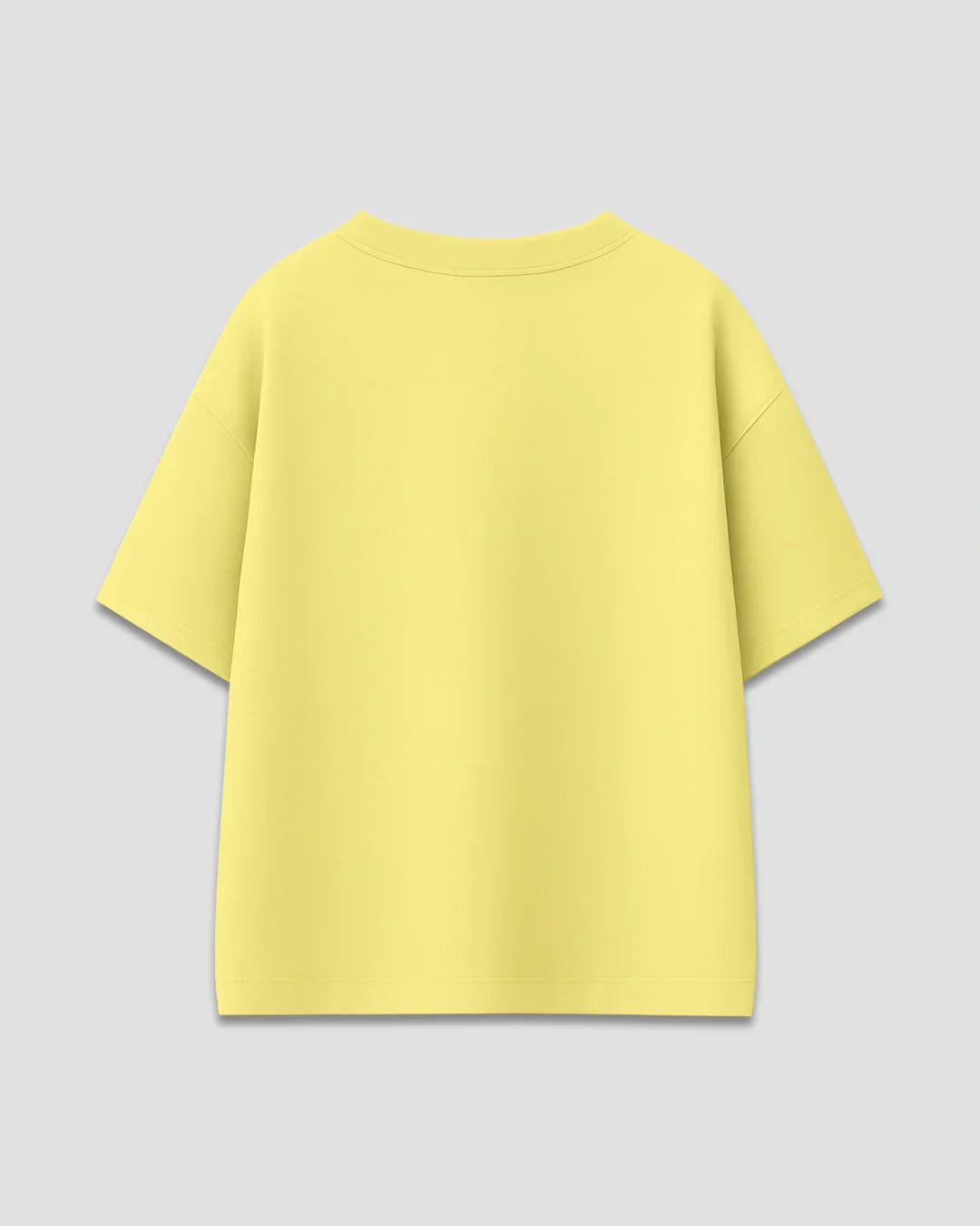 RB Yellow Plain Oversized T-Shirt by Real Baysics – yellow oversized basic tee with plain design, shown in flat lay
