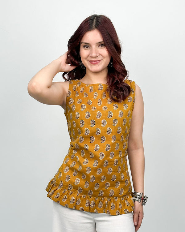 Yellow Sunehri Snatched Short Kurti for Women Online In India | Dky