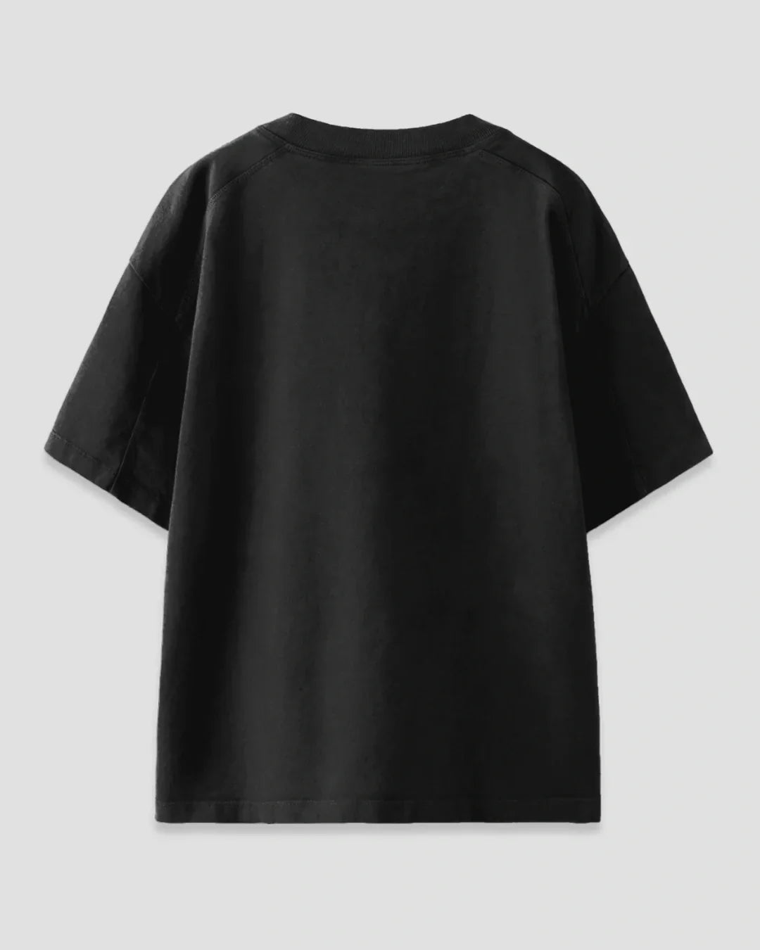 Zen Oversized T-Shirt – black, oversized OS Graphic tee, plain design, shown in flat lay