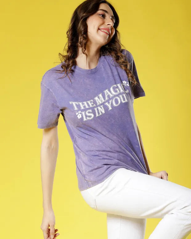 Magic Is In You Acid Wash Oversized T-Shirt